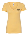 Womens V Neck Boulder Creek Banana Slug Embroidery 100% Cotton Shirt