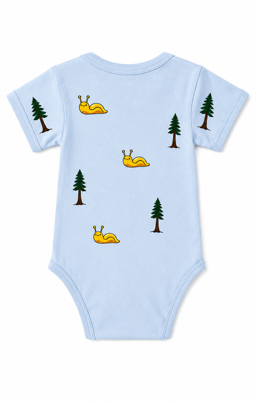 Baby Blue Sluggie and Tree Onesie %100 cotton Good Vibes