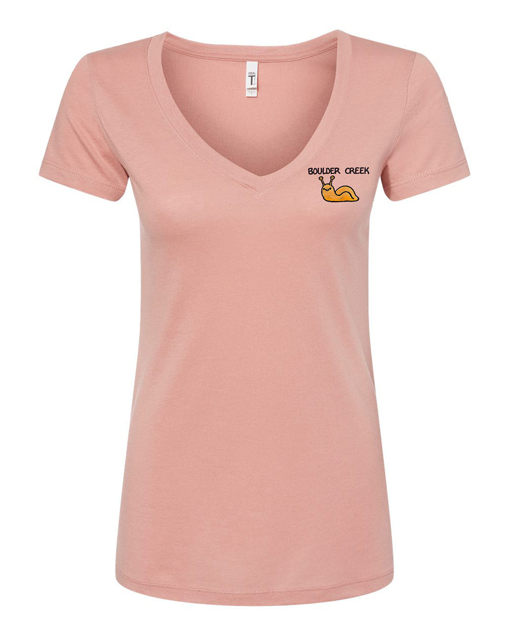 Womens V Neck Boulder Creek Banana Slug Embroidery 100% Cotton Shirt