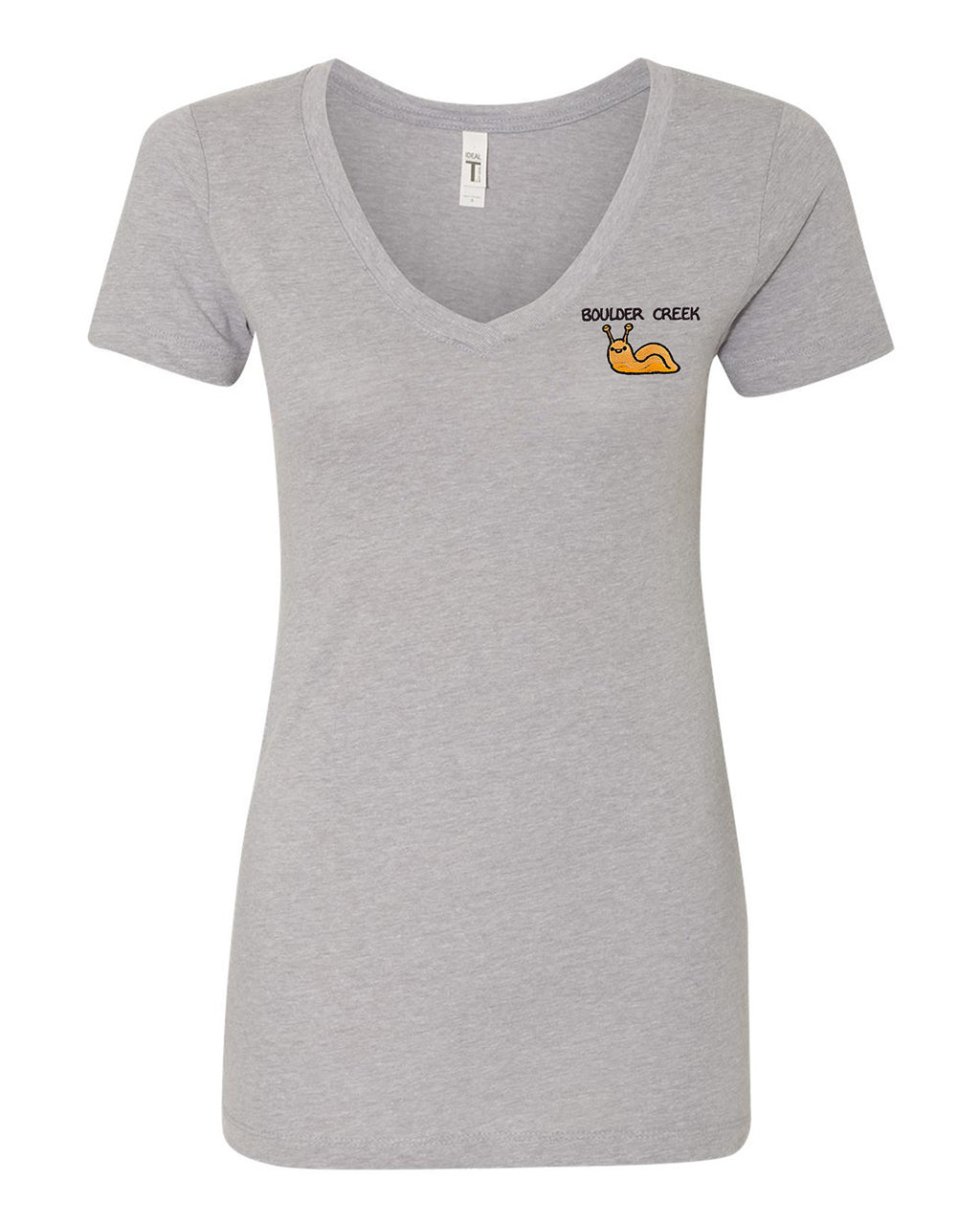 Womens V Neck Boulder Creek Banana Slug Embroidery 100% Cotton Shirt