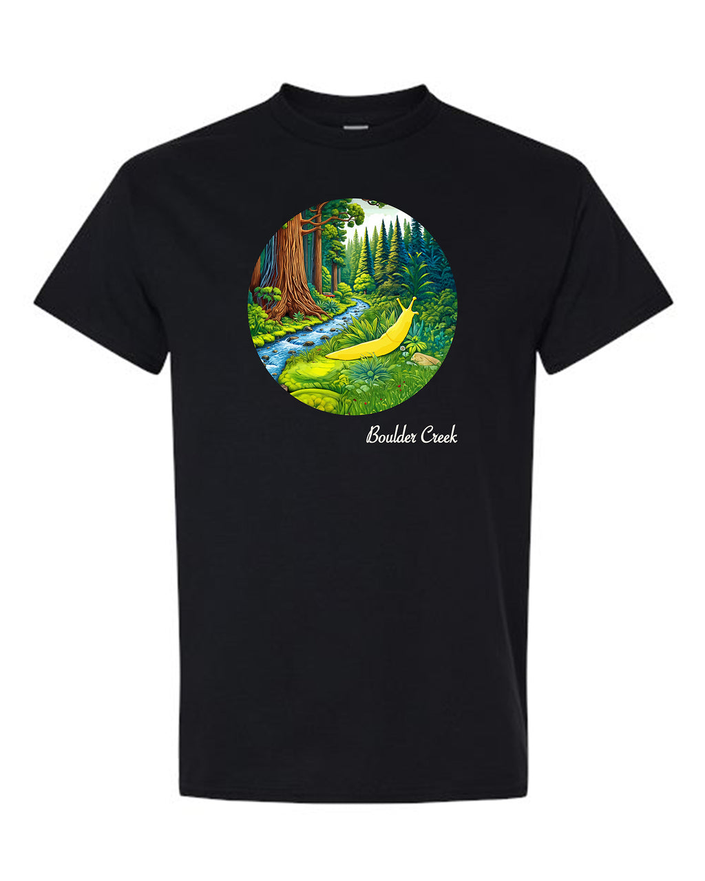 Boulder Creek Redwood Mountain Slug and Creek Illustration