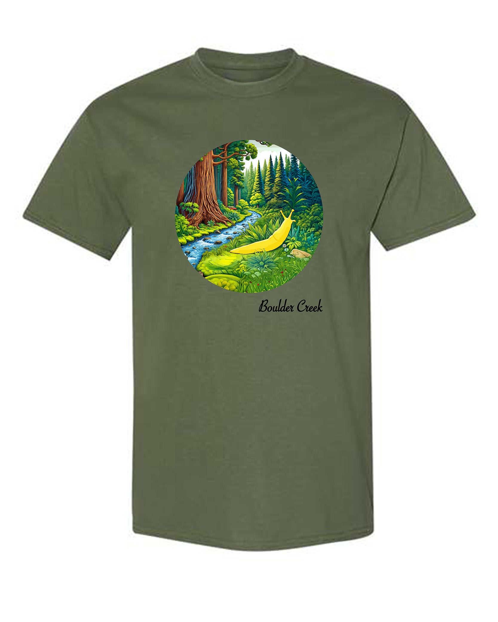 Boulder Creek Redwood Mountain Slug and Creek Illustration