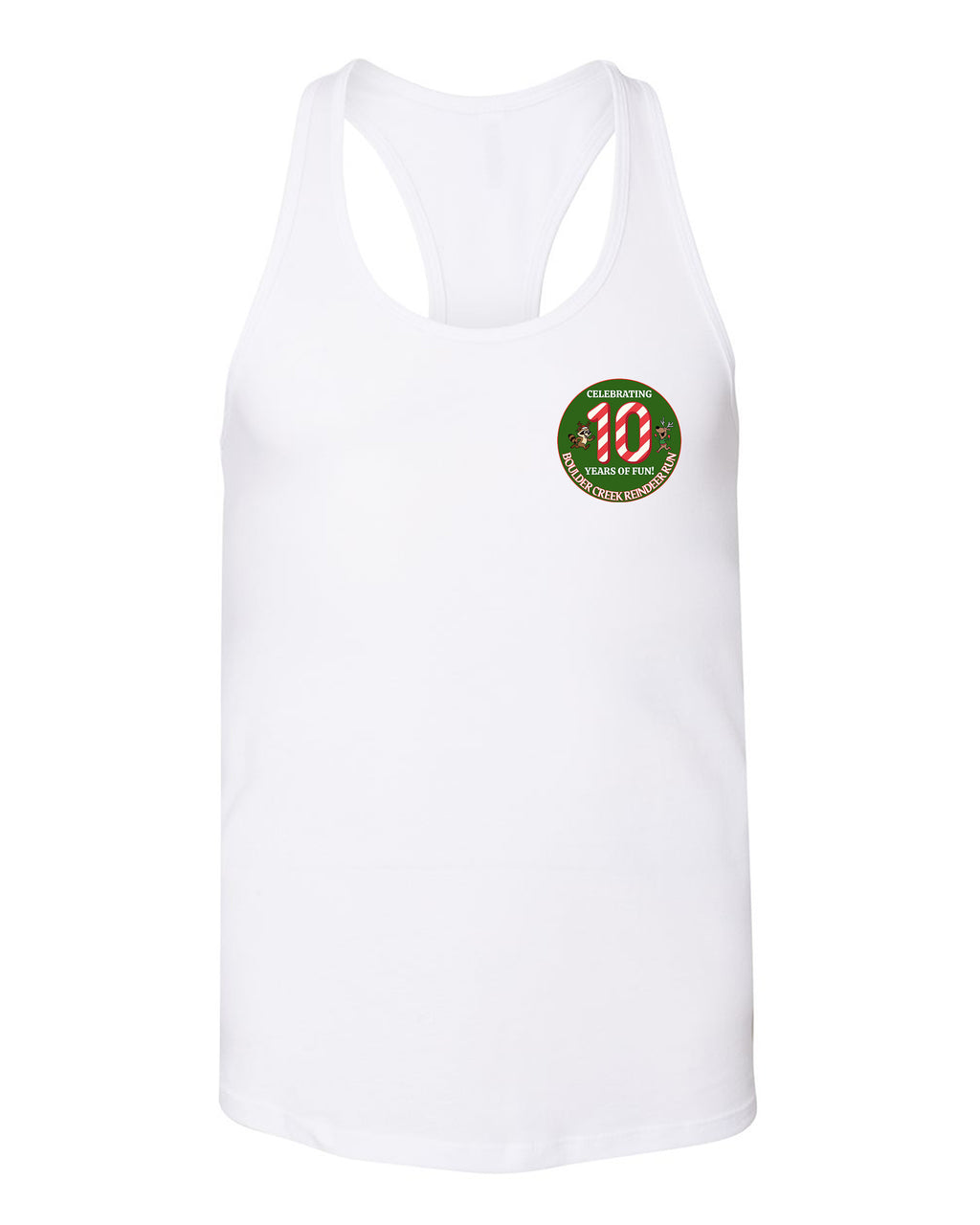 Reindeer Run 2026 White Racerback Tank Top
