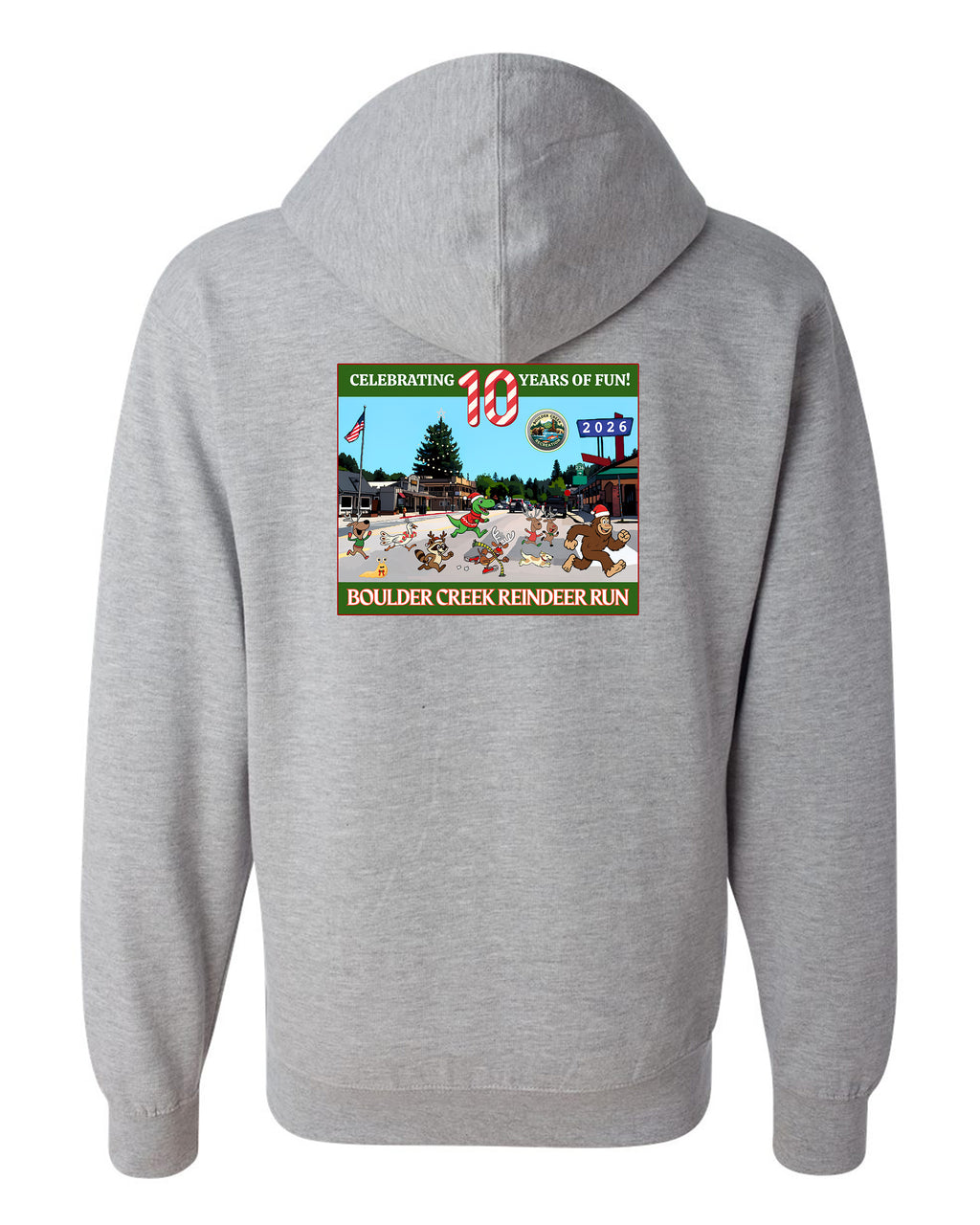 Reindeer Run 2026 Zipup Hoodie Heather Grey