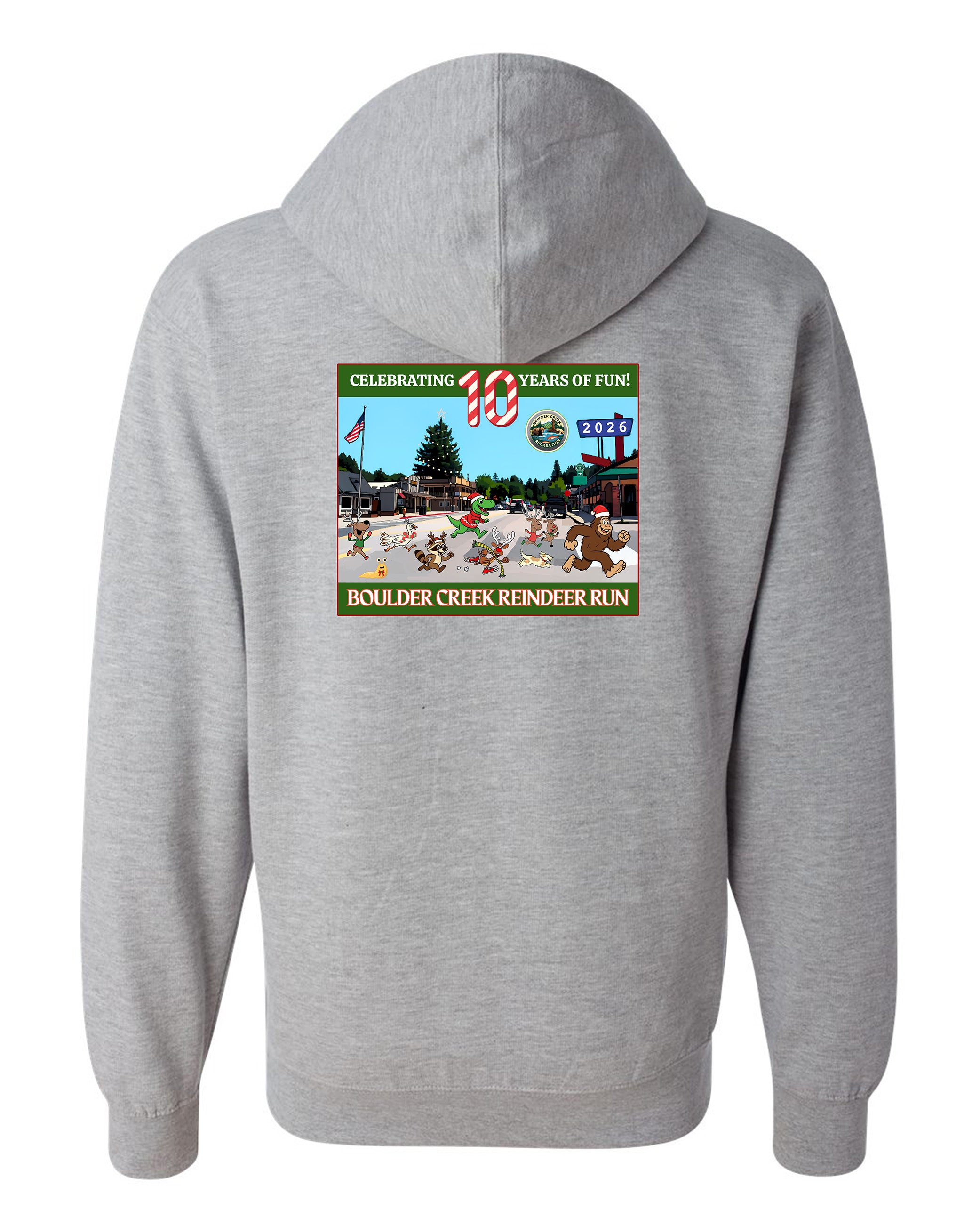 Reindeer Run 2026 Zipup Hoodie Heather Grey