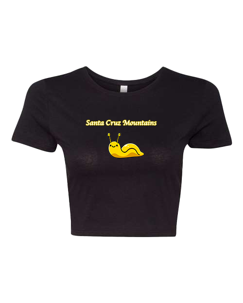 Santa Cruz Mountain Cute Banana Slug Crop Top T shirt