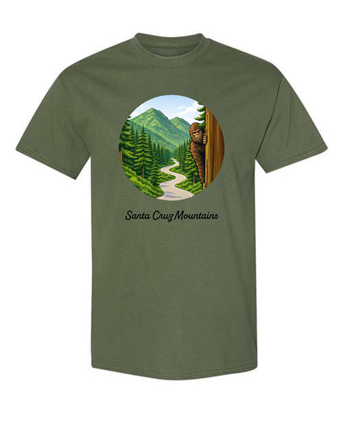 Bigfoot Road Santa Cruz Mountains Black T-Shirt | %100 Cotton